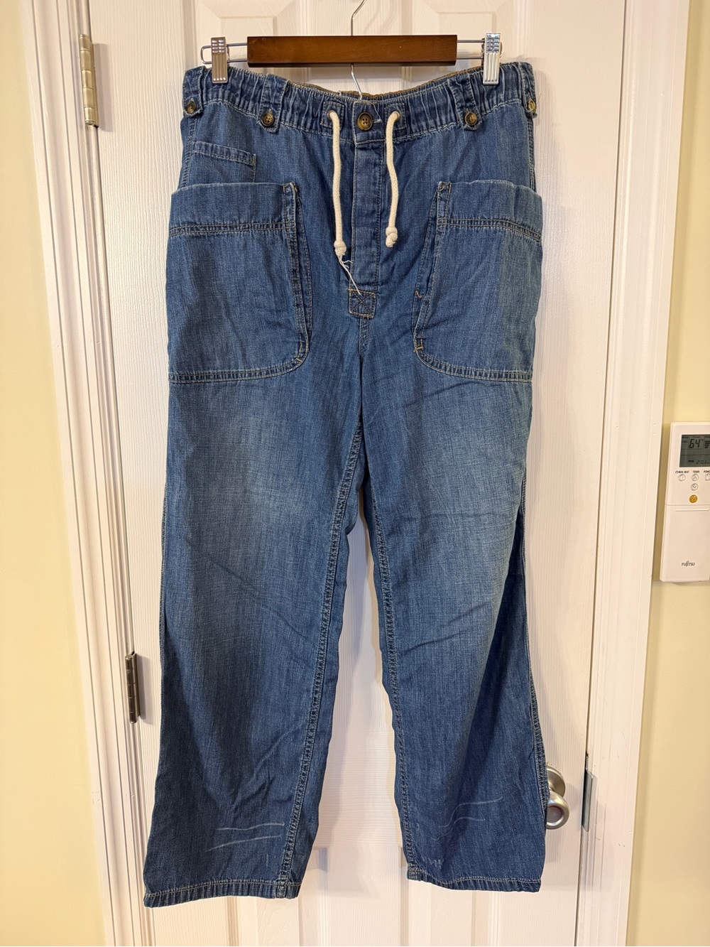 We The Free Women’s S Blue Chambray Wide Leg Drawstring Pants Free People